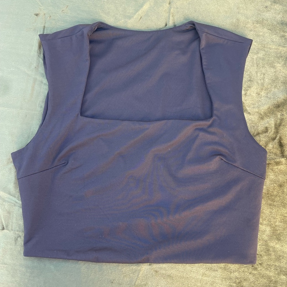 SHEIN Navy Square Neck Crop Tank